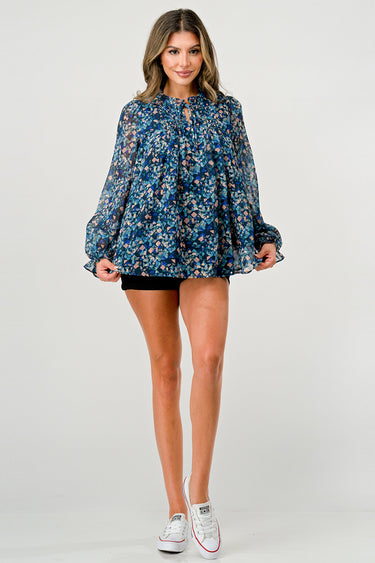Long Sleeve Blouse with Smocked Detail